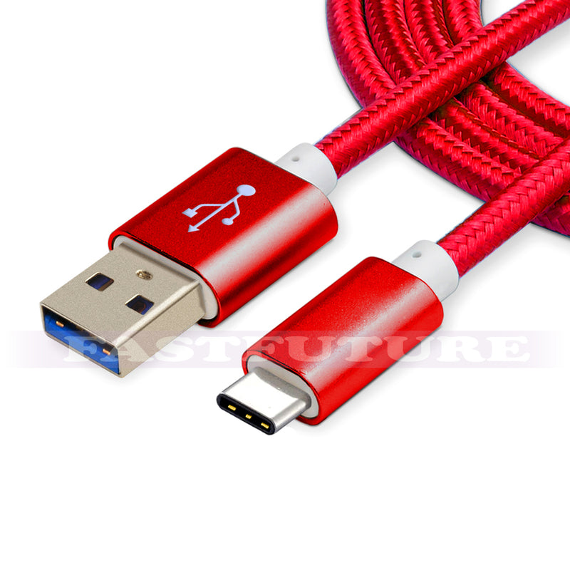 Nylon Braided (1ft/3ft/6ft/10ft/15ft) USB 2.0 (Type-C to USB) Data & Sync Charging Cable