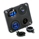 Dual USB Port Marine Boat Car RV Voltmeter 12V Socket 4 Hole Panel Switch Kit