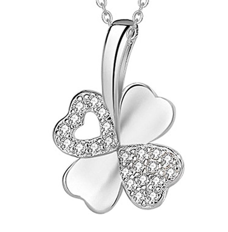 REAL SOLID SILVER 925 Classic Sterling Silver Necklace & Pendant Leaf Clover-083