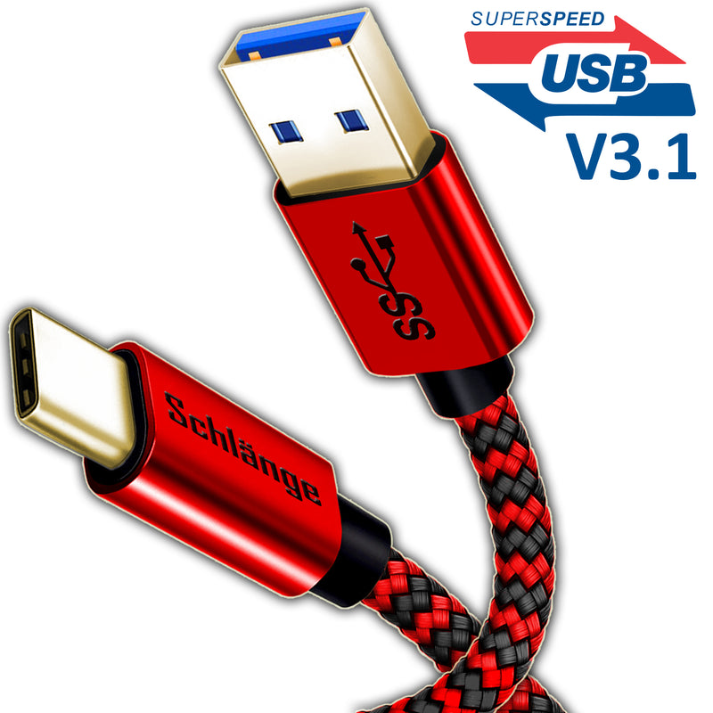 Super Speed USB 3.1 (Type-C to USB) Data & Sync Charger Charging Cable Cord (RED)