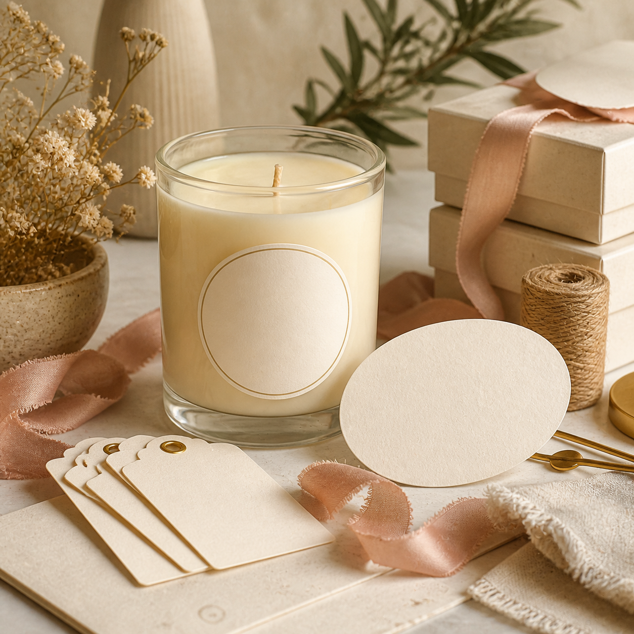 Future personalized candle and elegant blank packaging